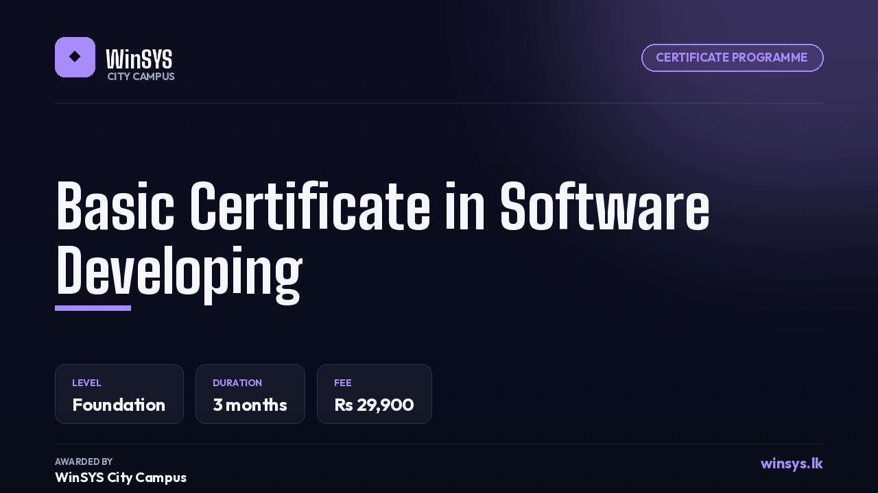Basic Certificate in Software Developing