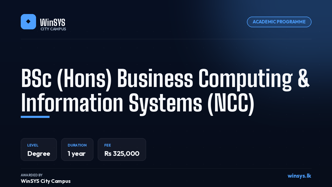 BSc (Hons) Business Computing & Information Systems (NCC)