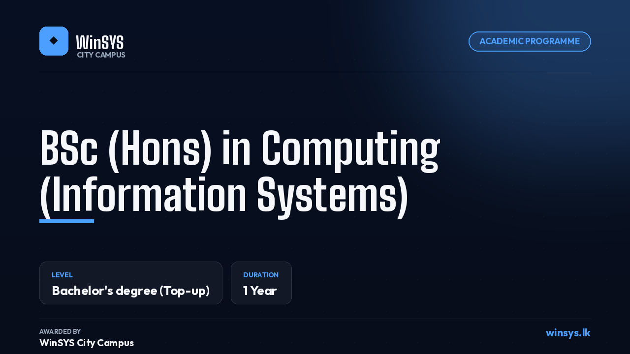 BSc (Hons) in Computing (Information Systems)