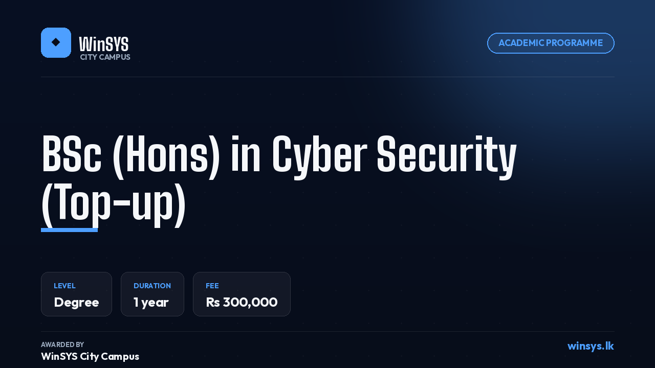 BSc (Hons) in Cyber Security (Top-up)
