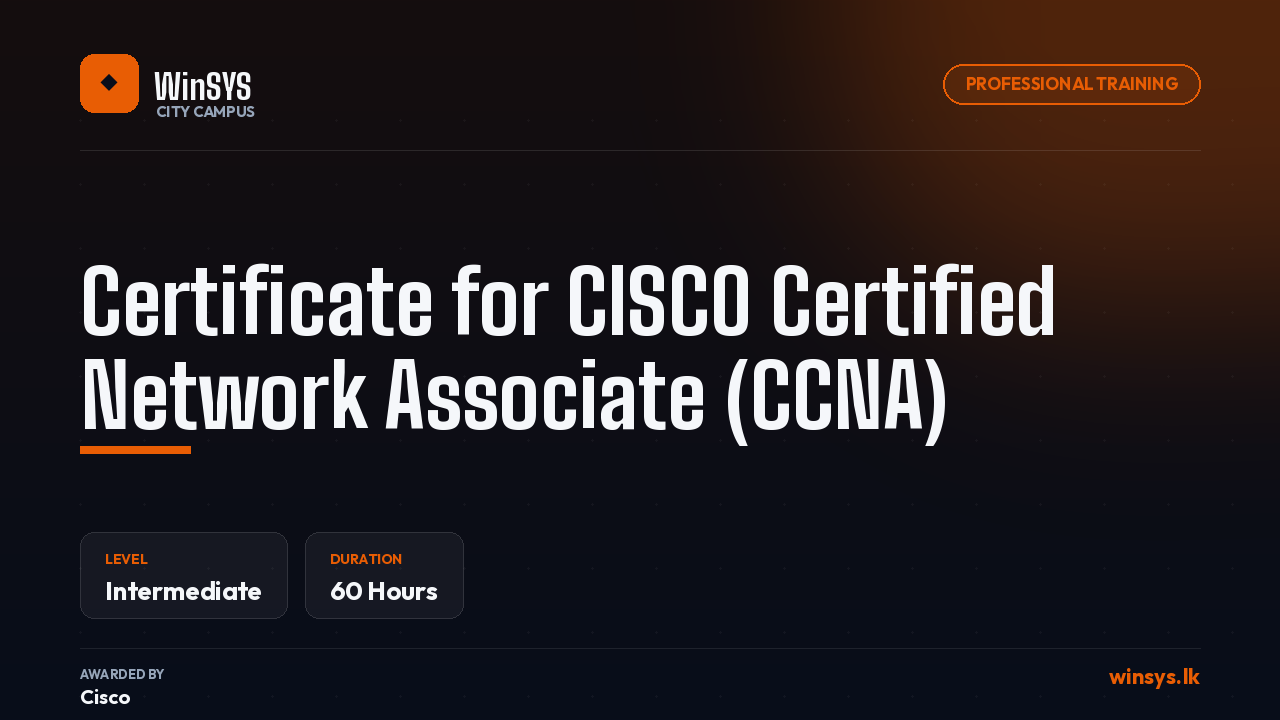 Certificate for CISCO Certified Network Associate (CCNA)
