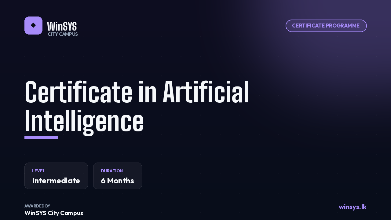 Certificate in Artificial Intelligence