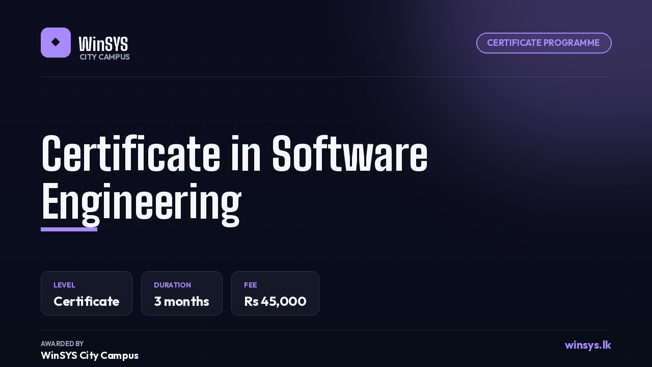 Certificate in Software Engineering