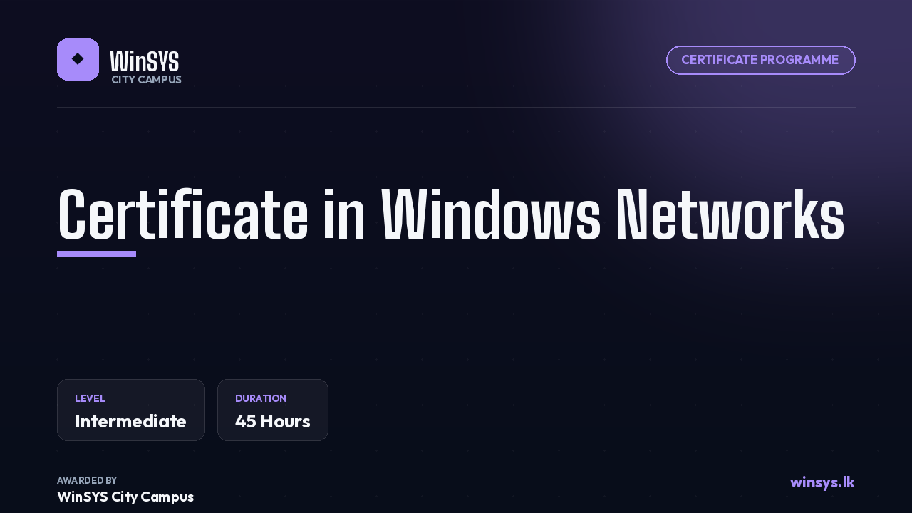 Certificate in Windows Networks