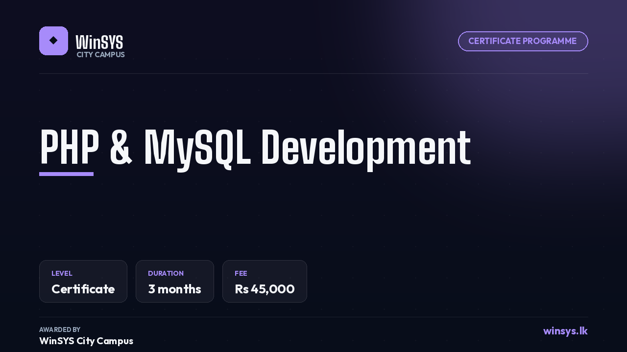 PHP & MySQL Development