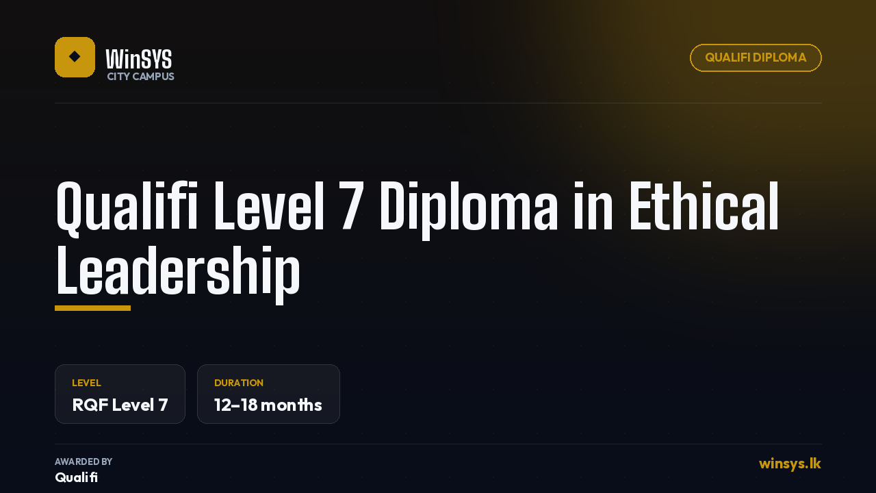Qualifi Level 7 Diploma in Ethical Leadership