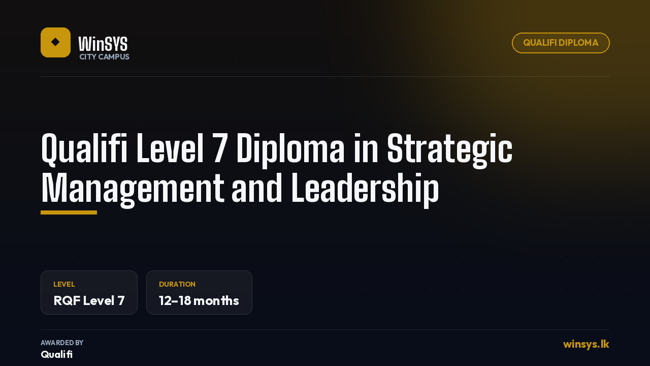 Qualifi Level 7 Diploma in Strategic Management and Leadership